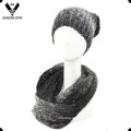 Trendy Blended Fios com Sequins Loop Scarf e Beanie Winter Set